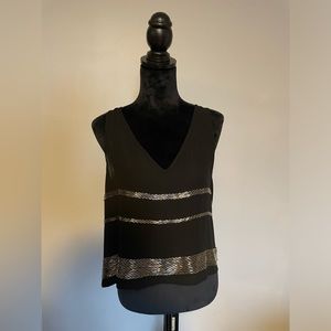 BEBE beaded open back tank sz M